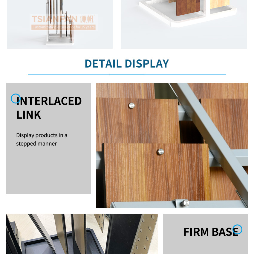 Factory wholesale solid wood floor display metal frame Hardwood floor landing rack