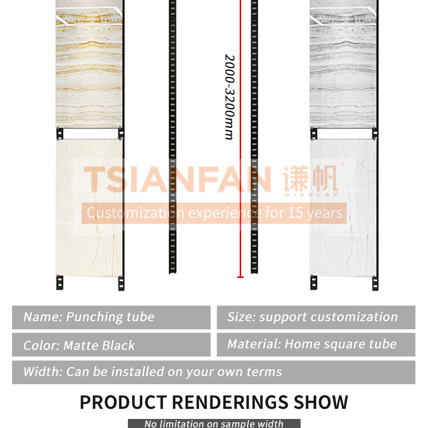 Tile stone board hanging display rack punching tube wall 