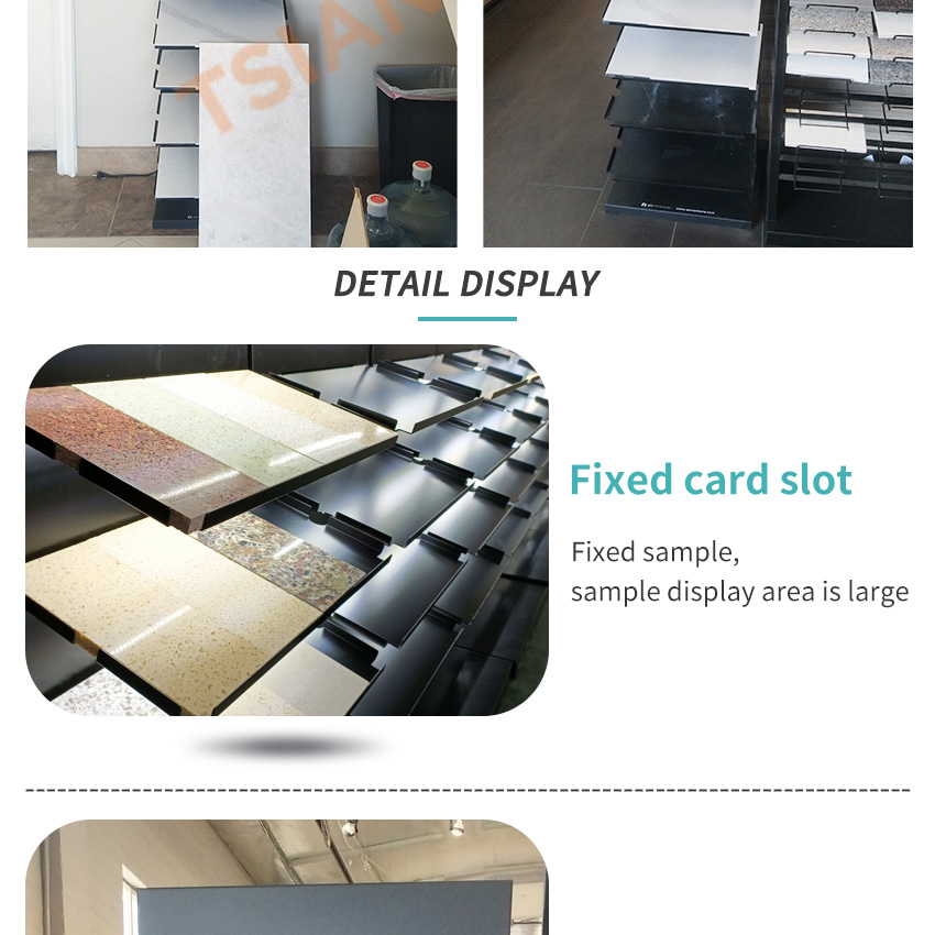 LED light slot Ceramic tile stone display metal floor stand