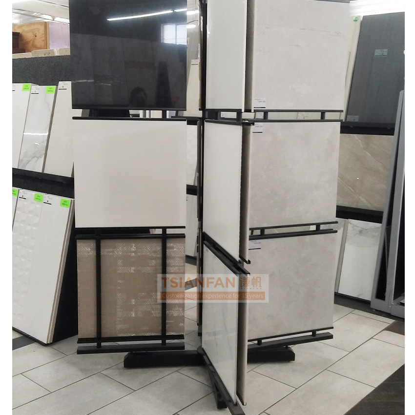 Tile quartz stone rotating display rack floor display stand