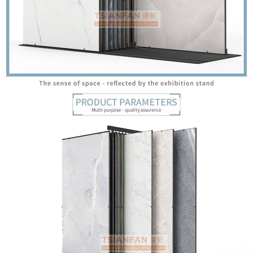 2023 new sliding partition granite marble tile display shelf
