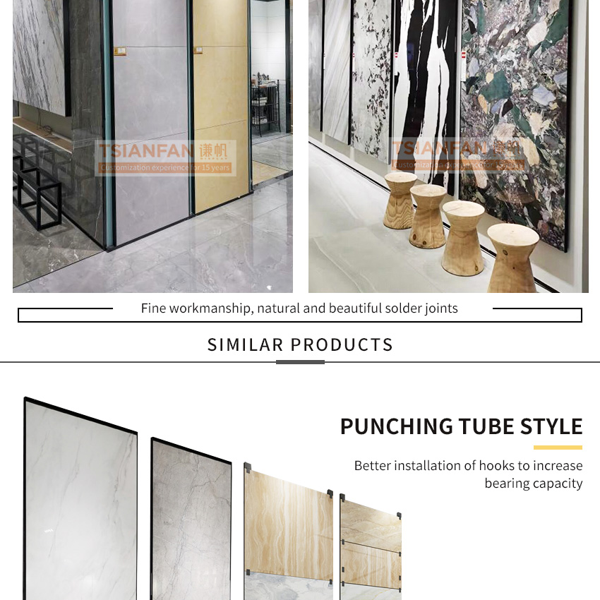 Tile board horizontal push pull display Large ceramic tile display rack