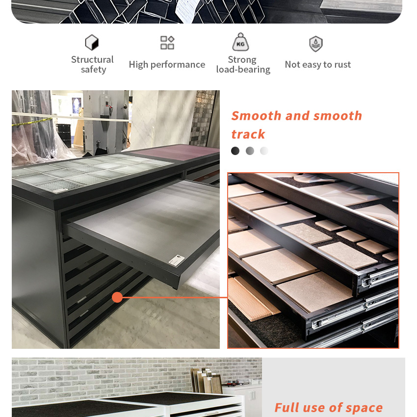 Tile board drawer display cabinet Push and pull display cases