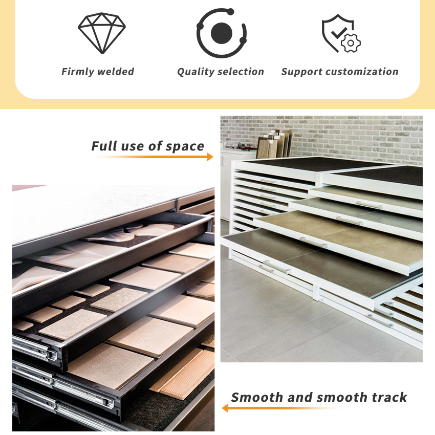 Sliding Display Drawer Tile Quartz Granite Marble Sample Cabinet Stand