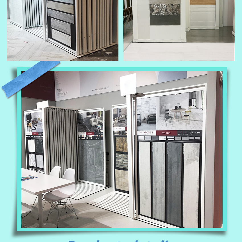 New showroom custom push pull display rack large tile sliding marble slab flooring display rack