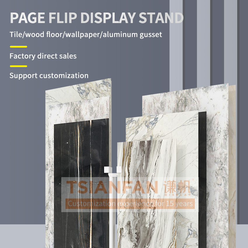 Ceramic Tile rotating page turning display rack stone display rack