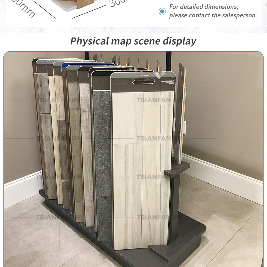 Factory Customize Solid Wood floor page turning display rack for wood flooring rack