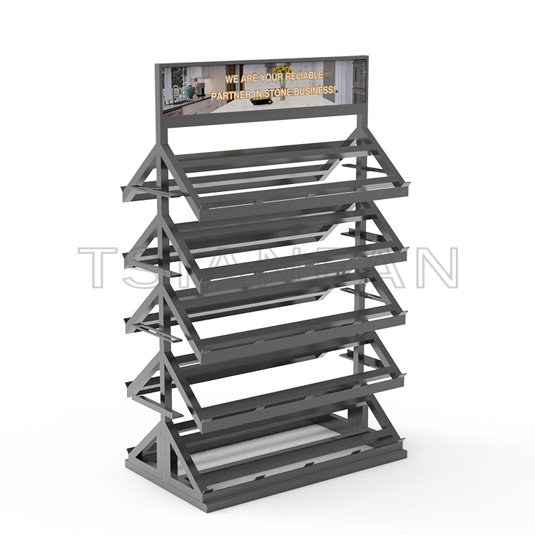 Wholesale Quartz Stone Marble Waterfall Metal Display Rack-SG902
