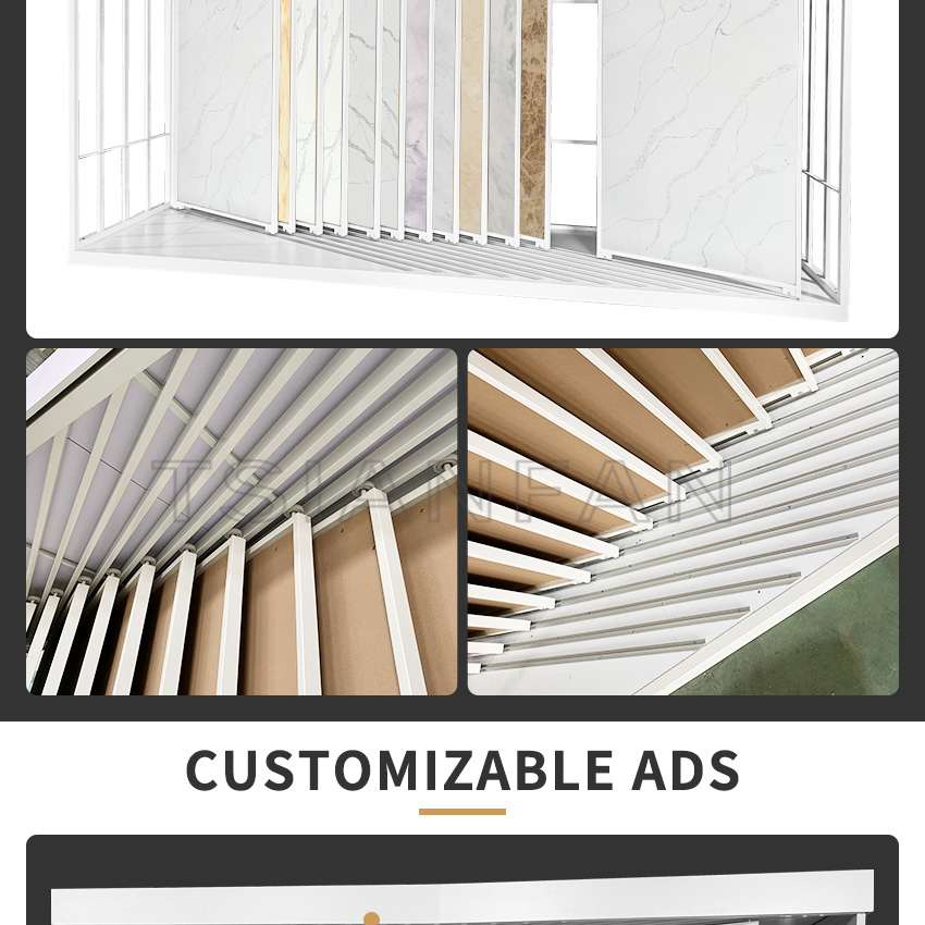Tile Floor Marble Slab Push Pull Display Stand Factory Showroom Inclined Quartz Stone