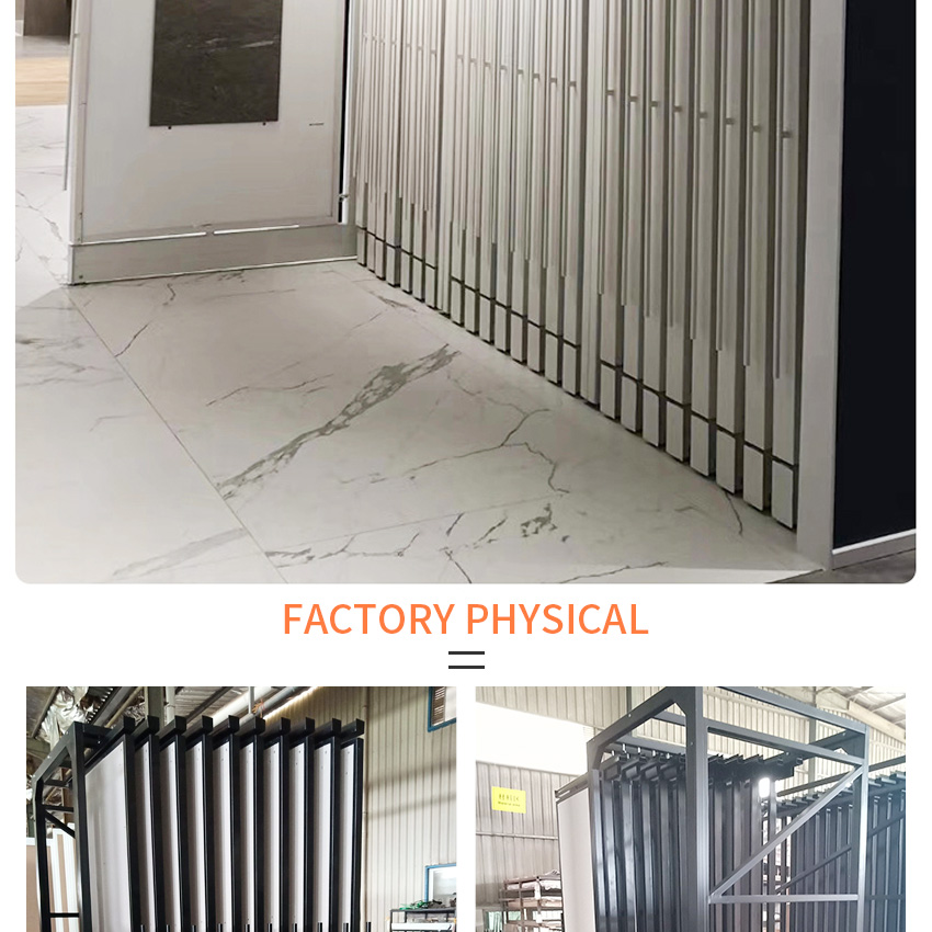 Tile push pull display rack Custom showroom granite slab rotate slider shelf