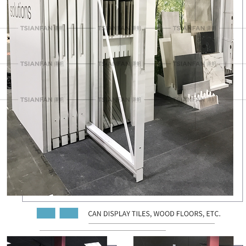 High Quality Push Pull Wooden Flooring Display Sliding Rack Showing