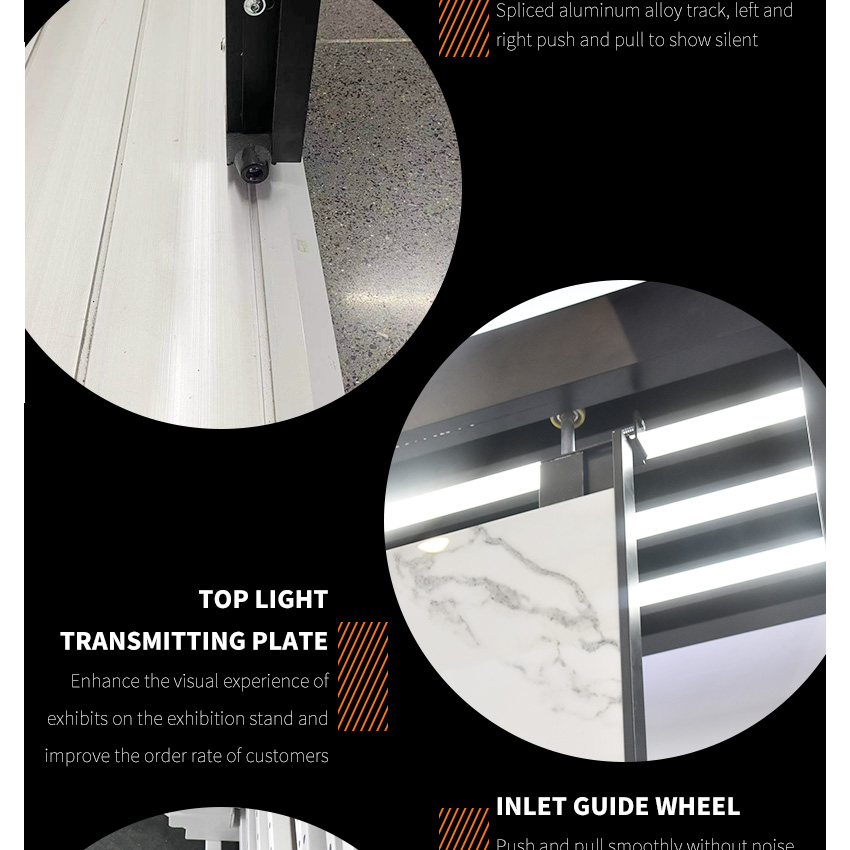 Large ceramic tile display wall push pull display sliding stand