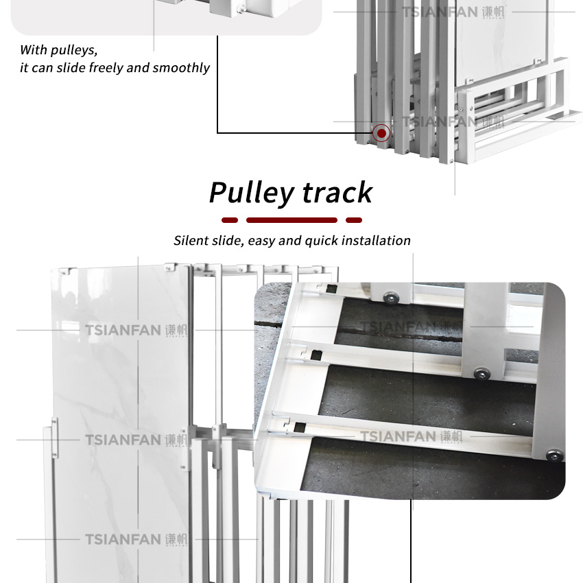 Solid wood floor push pull display rack Tile Marble Quartz sliding stand
