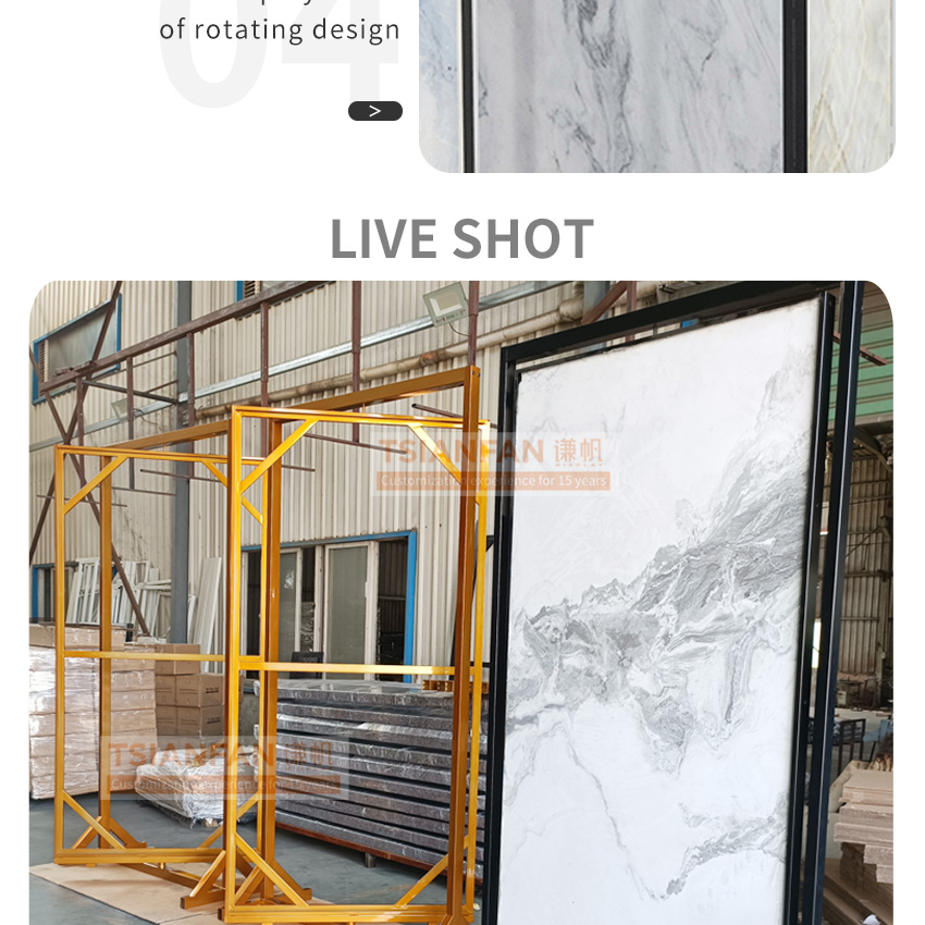 Custom Rotating Large Panel Custom Granite Stone Sample Display Stand For Showroom-QT002