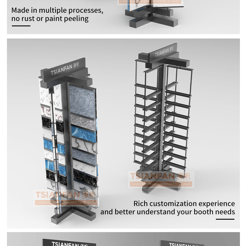 Tile quartz stone rotating display rack floor display stand