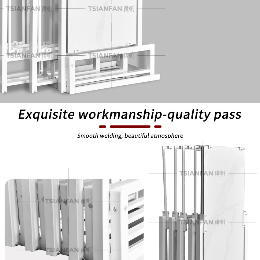 Solid wood floor push pull display rack Tile Marble Quartz sliding stand