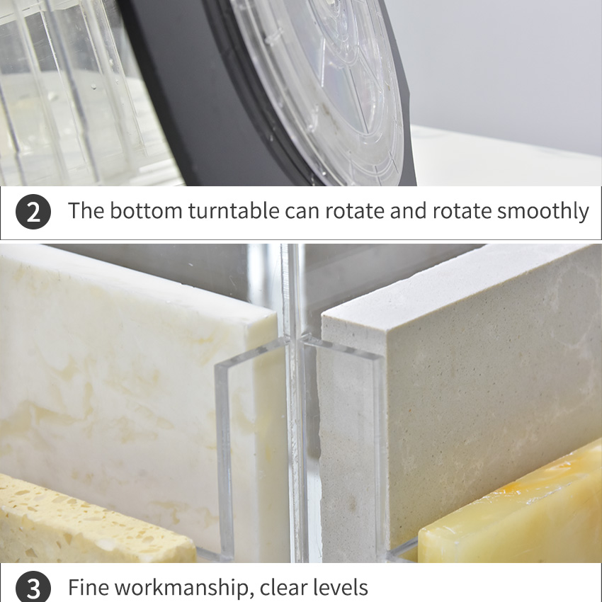 Acrylic Tabletop Racks Rotatory Sample Marble Mosaic Quartz Display 