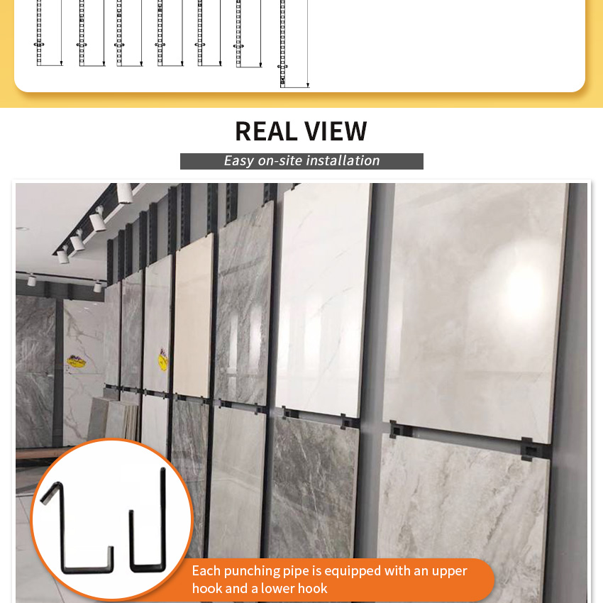 Tile stone board hanging display rack punching tube wall 