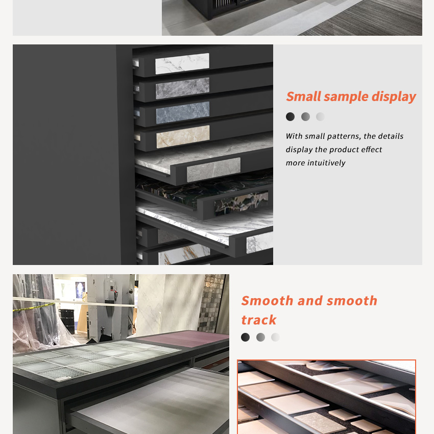 2023 Design black tile marble slabs sample display drawers exporter