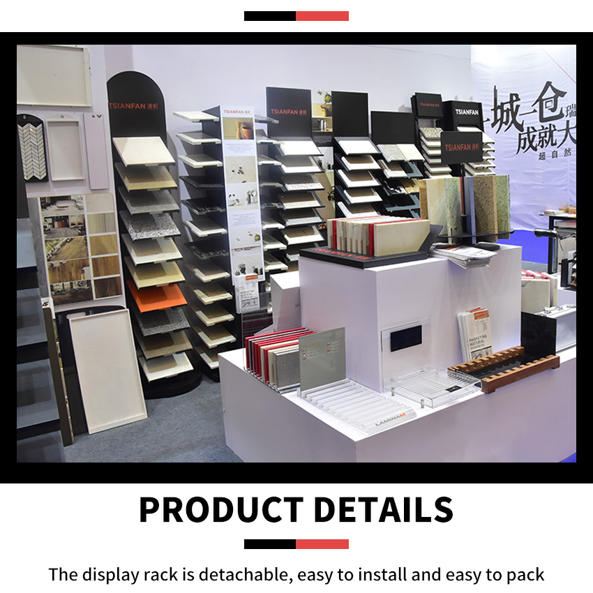 Hot Sale Custom Tower tile Quartz stone display Floor Standing rack LD014-1