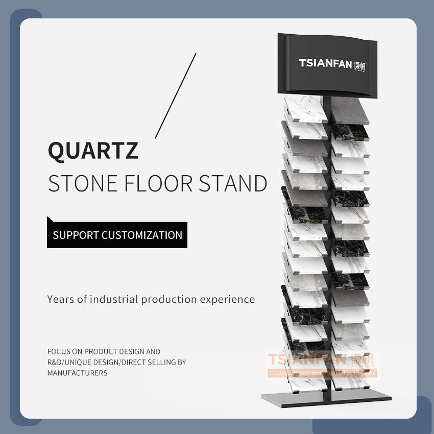 Customize Flooring display stand Marble quartz stone samplestone tile metal display floor stand SRL015