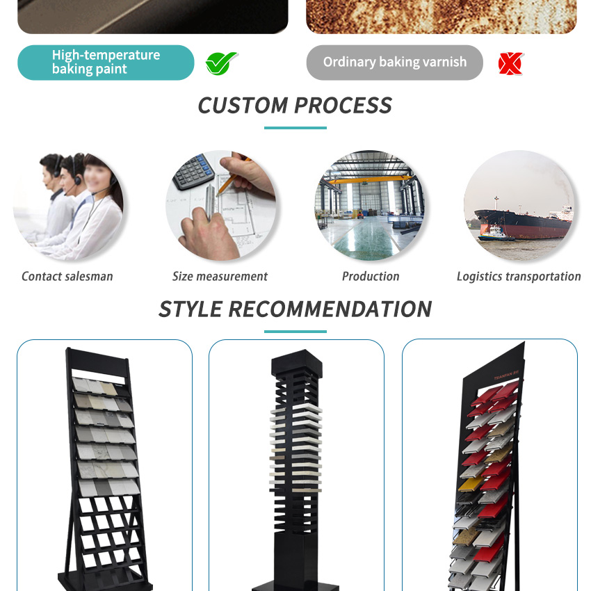 LED light slot Ceramic tile stone display metal floor stand