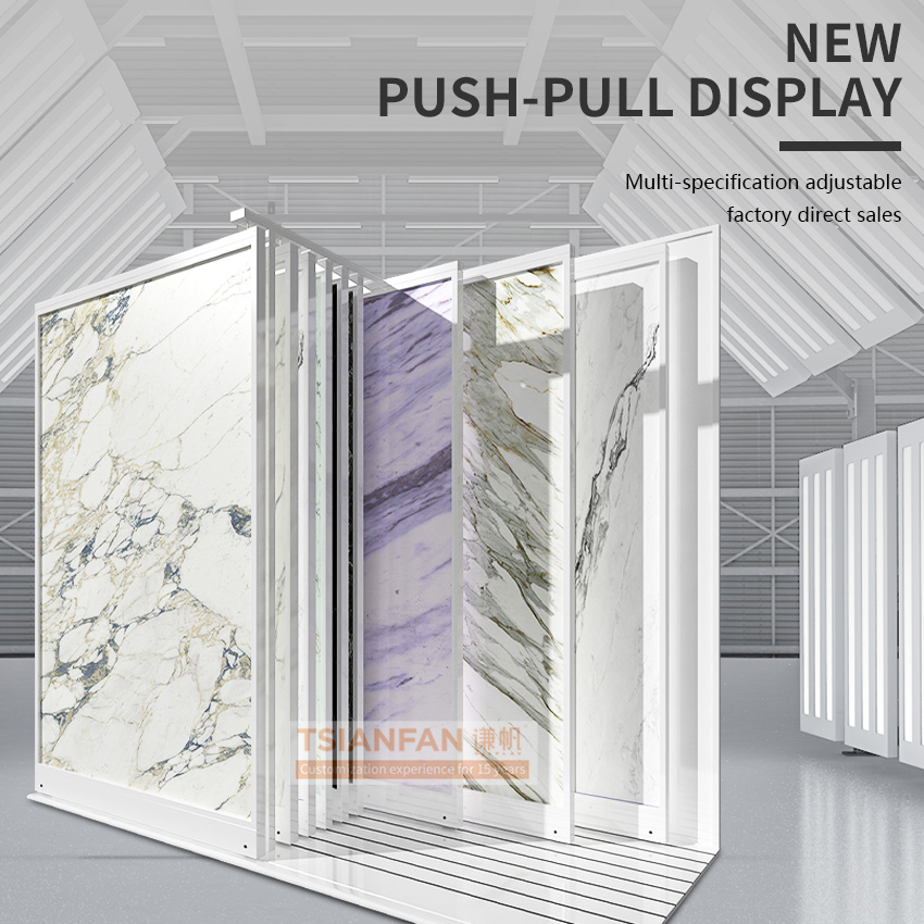 Large tile Board push pull display rack level display frame