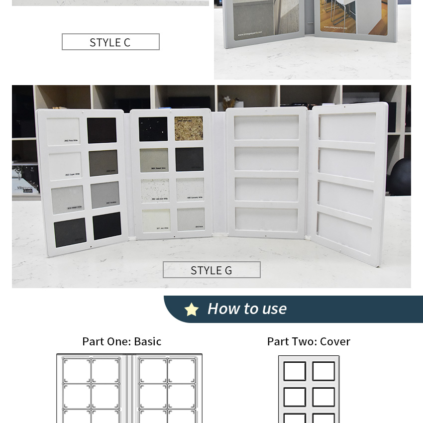Hot Selling Ceramic Tiles Sample Plastic Book Quartz Display 8 Capacity