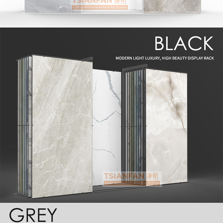 Custom fashion vertical push-pull tile display rack