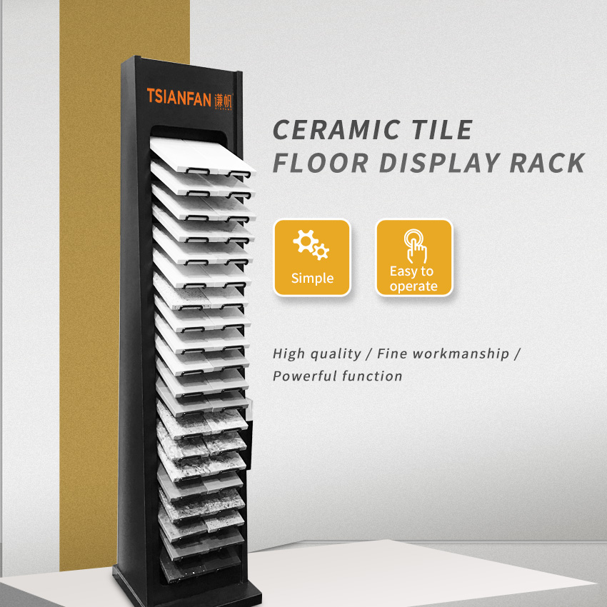 Granite Quartz Marble Tile Sample Floor Standing Showroom Custom Metal Stone Display Rack
