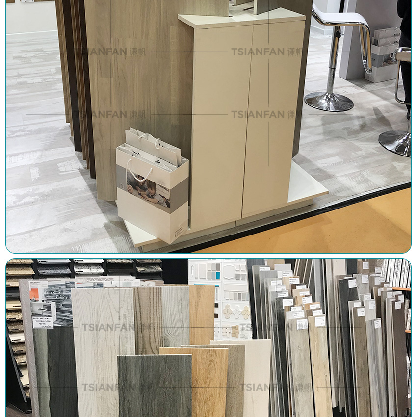 Factory Customize Solid Wood floor page turning display rack for wood flooring rack