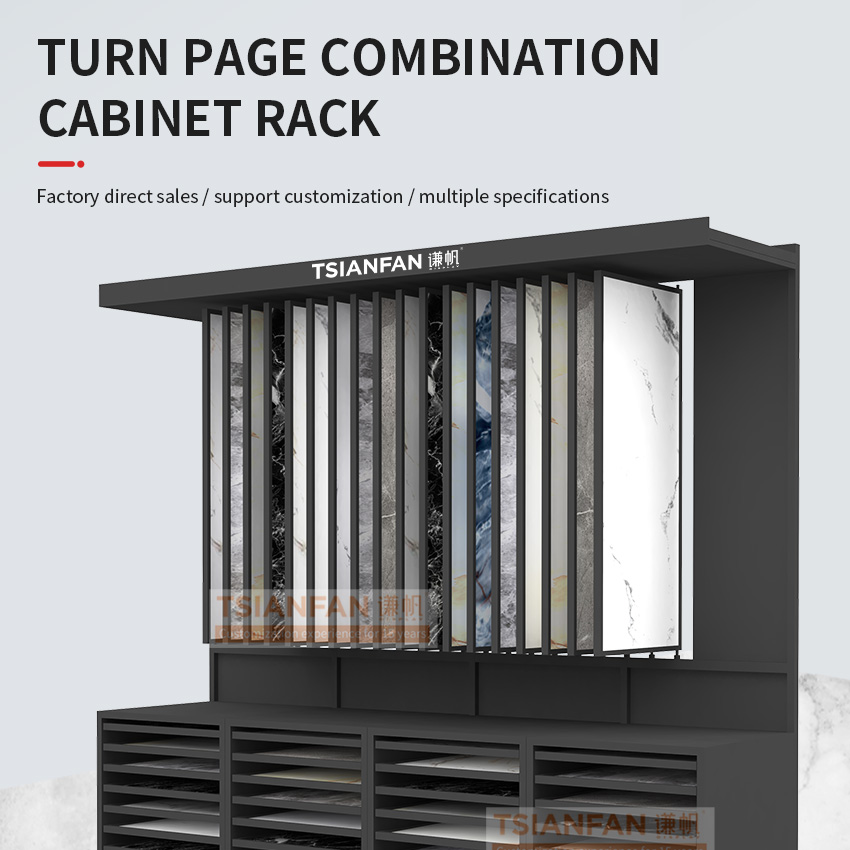 Tile marble stone combination display rack Ceramic drawer Metal shelf