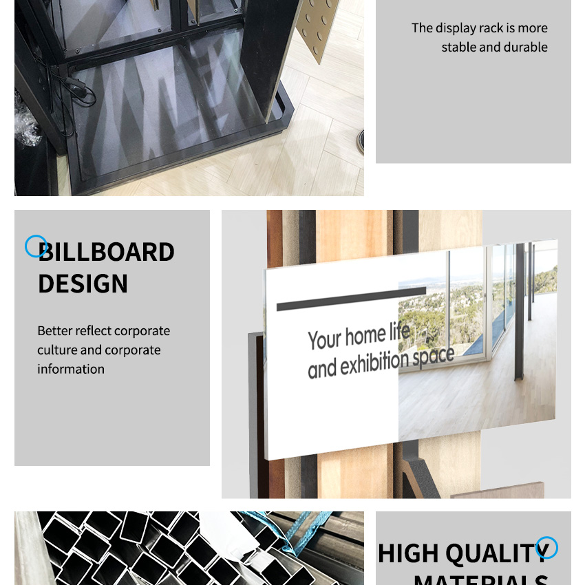 Factory wholesale solid wood floor display metal frame Hardwood floor landing rack