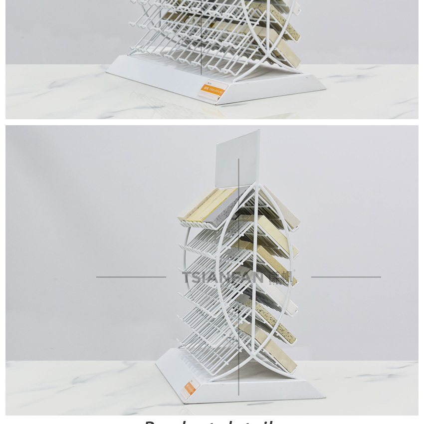 Hot Selling Metal Desk both sides tile Quartz Marble Stone Countertop display stand