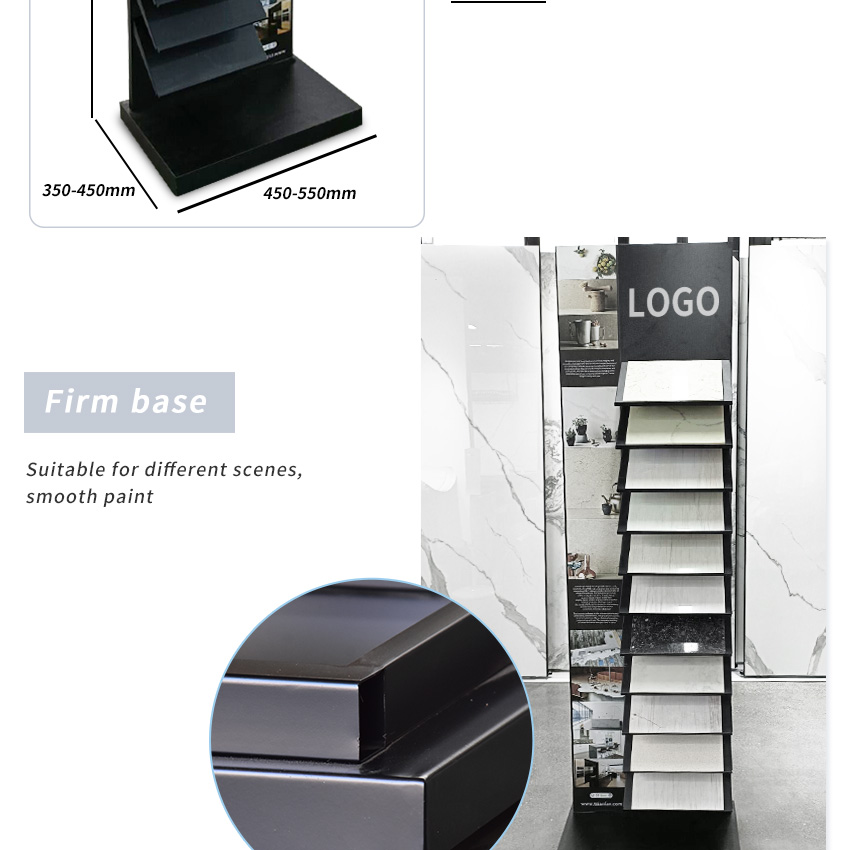 Marble Ceramic Tile Quartz Floor Display Stand Showroom Steel Stone