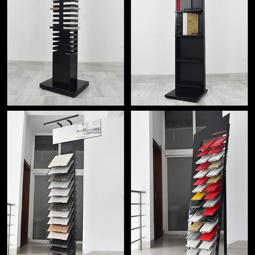 Hot Sale Custom Tower tile Quartz stone display Floor Standing rack LD014-1