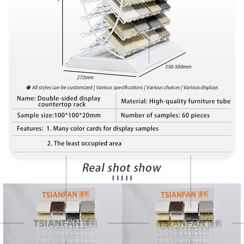 Hot Selling Metal Desk both sides tile Quartz Marble Stone Countertop display stand