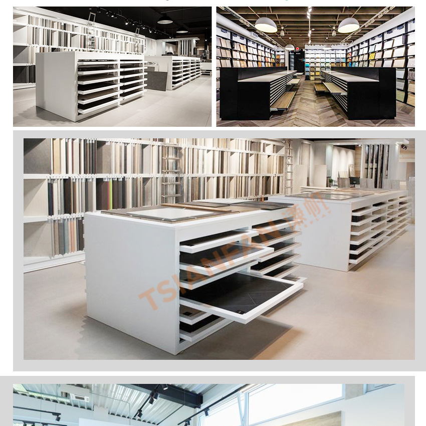 Tile Ceramic Marble Granite Stone Metal Drawer sliding display Cabinet