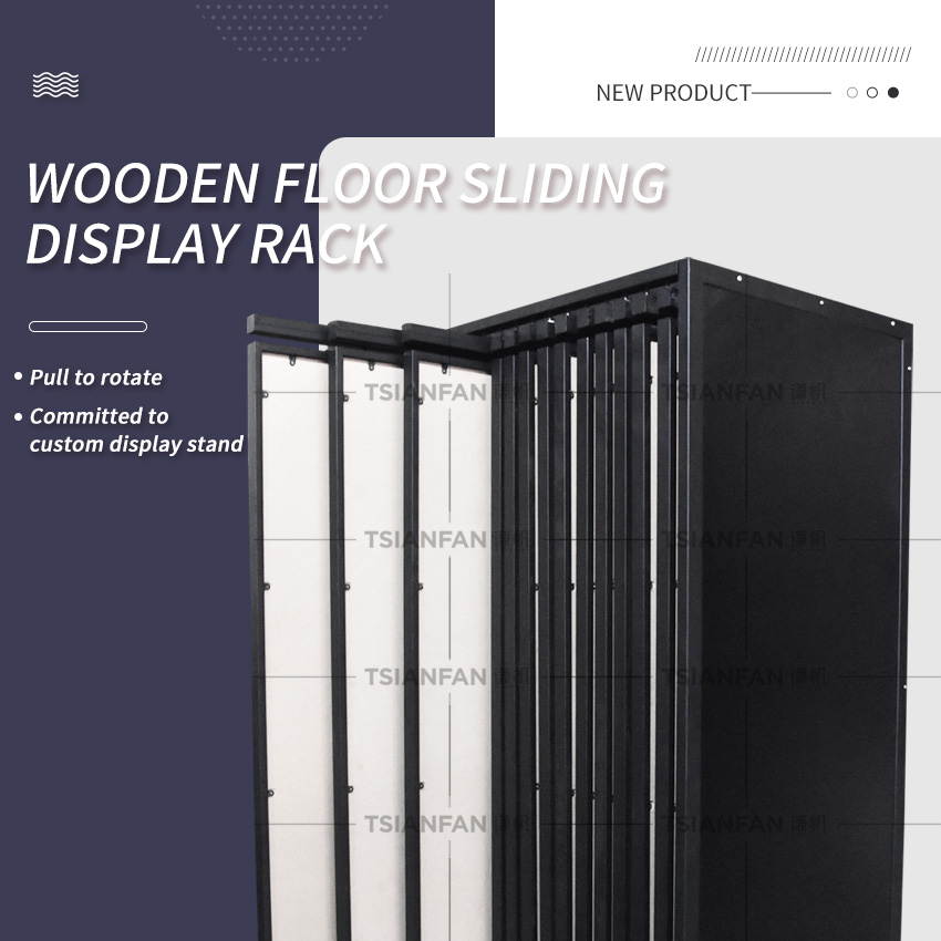 High Quality Push Pull Wooden Flooring Display Sliding Rack Showing