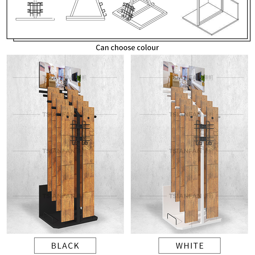Showroom design Hardwood floor Solid wood floor Metal display Shelf
