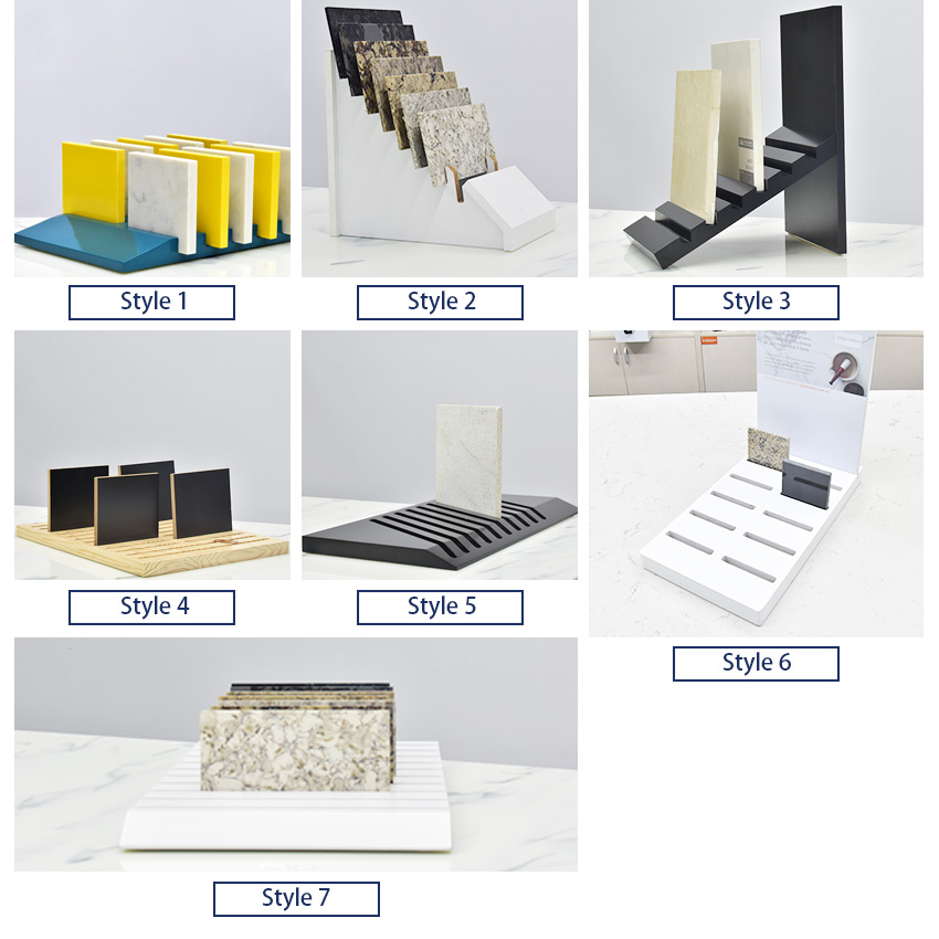 Factory design custom quartz stone sample wooden countertop display frameTM035-1