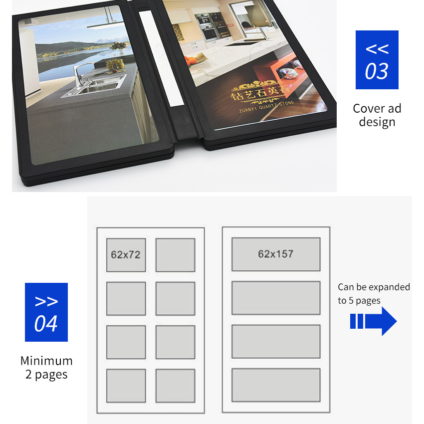 High Quality Plastic Marble Mosaic Granite Sample Display Books