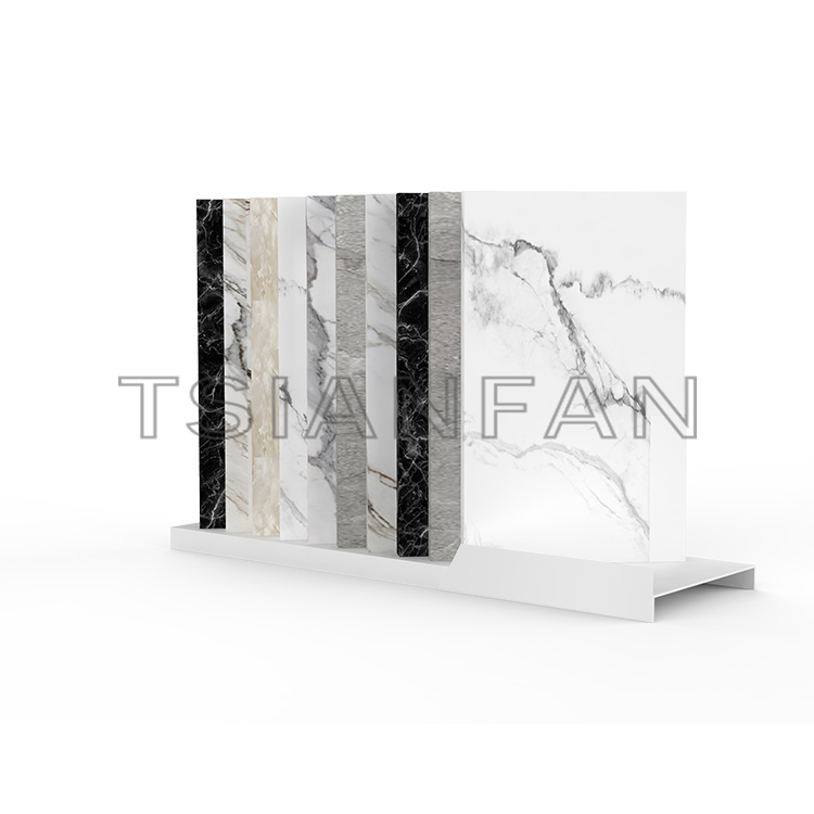desktop display stand Custom metal frame marble quartz artificial stone sample stand SR820