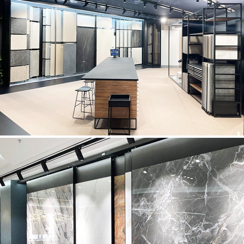 Tile Granite Slab Displays Panel sliding Display Racks For Showroom TL010-2