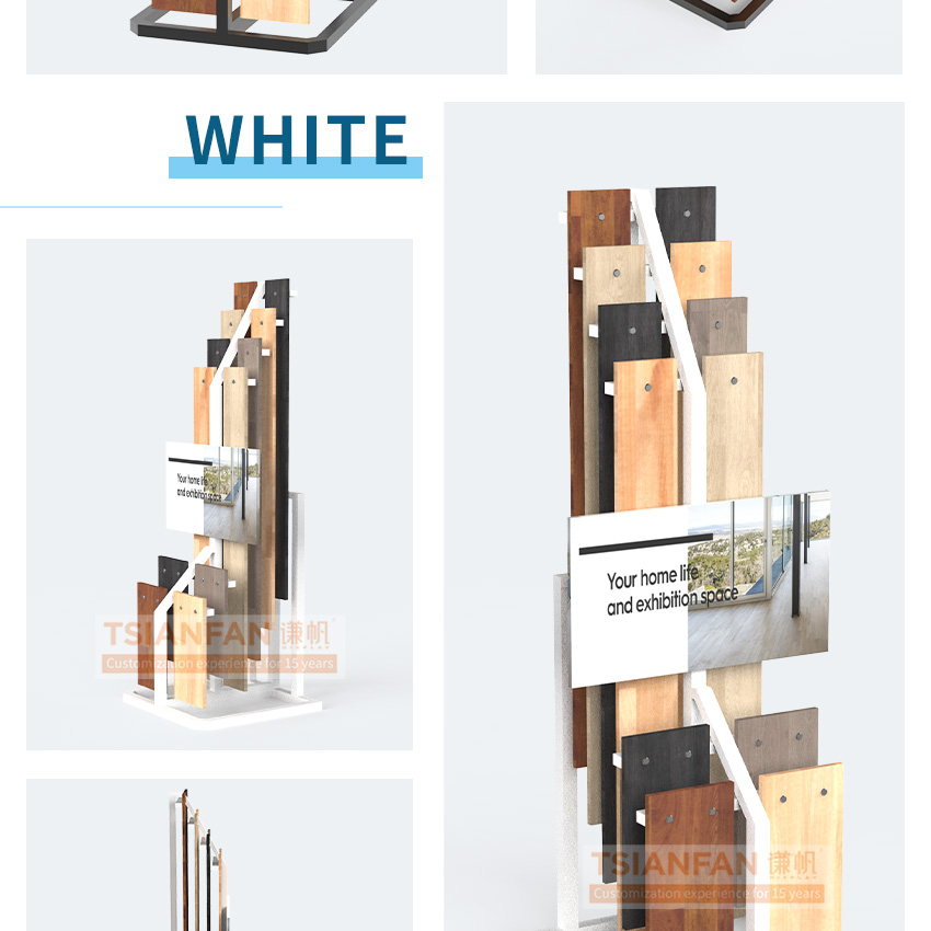 Factory wholesale solid wood floor display metal frame Hardwood floor landing rack