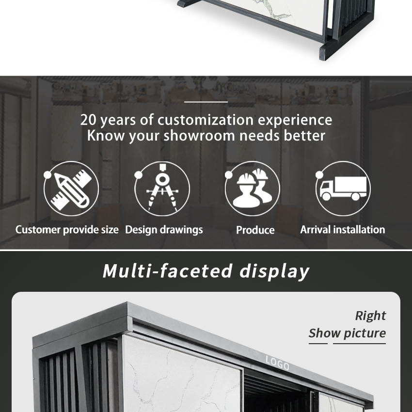 Hanging Sliding Tile Wood Granite Marble Sample Push Pull Display Stand TL005-4