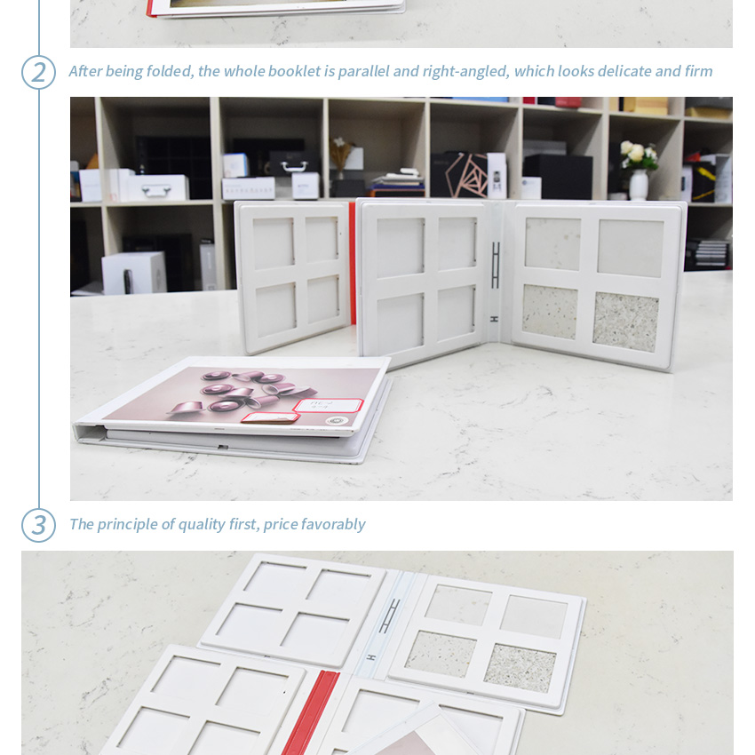 Hot Selling Ceramic Tiles Sample Plastic Book Quartz Display 8 Capacity