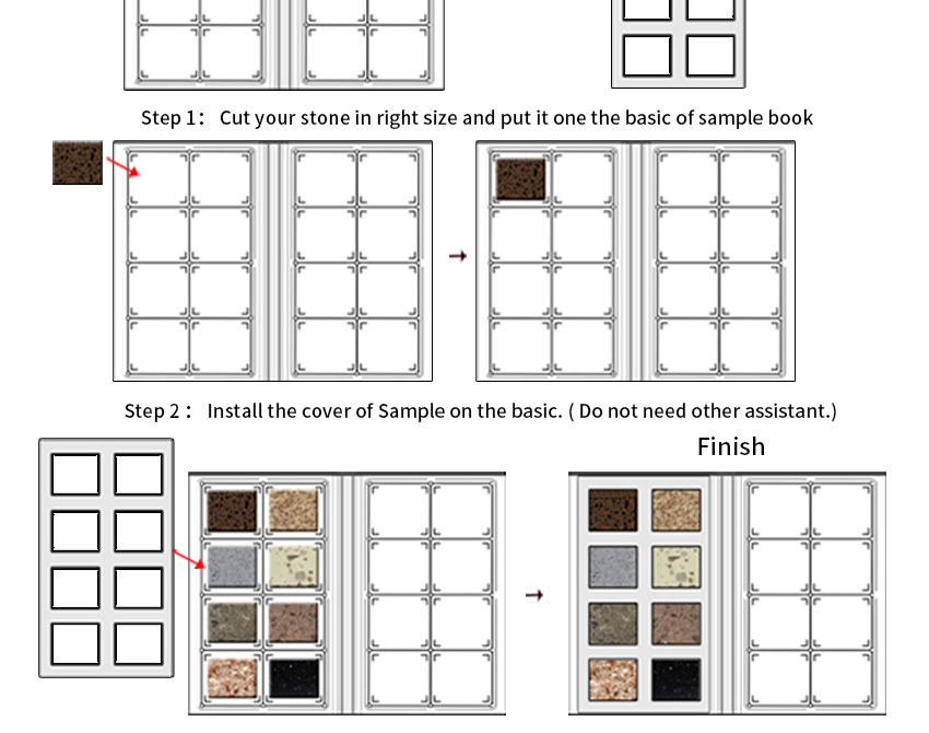 Hot Selling Ceramic Tiles Sample Plastic Book Quartz Display 8 Capacity