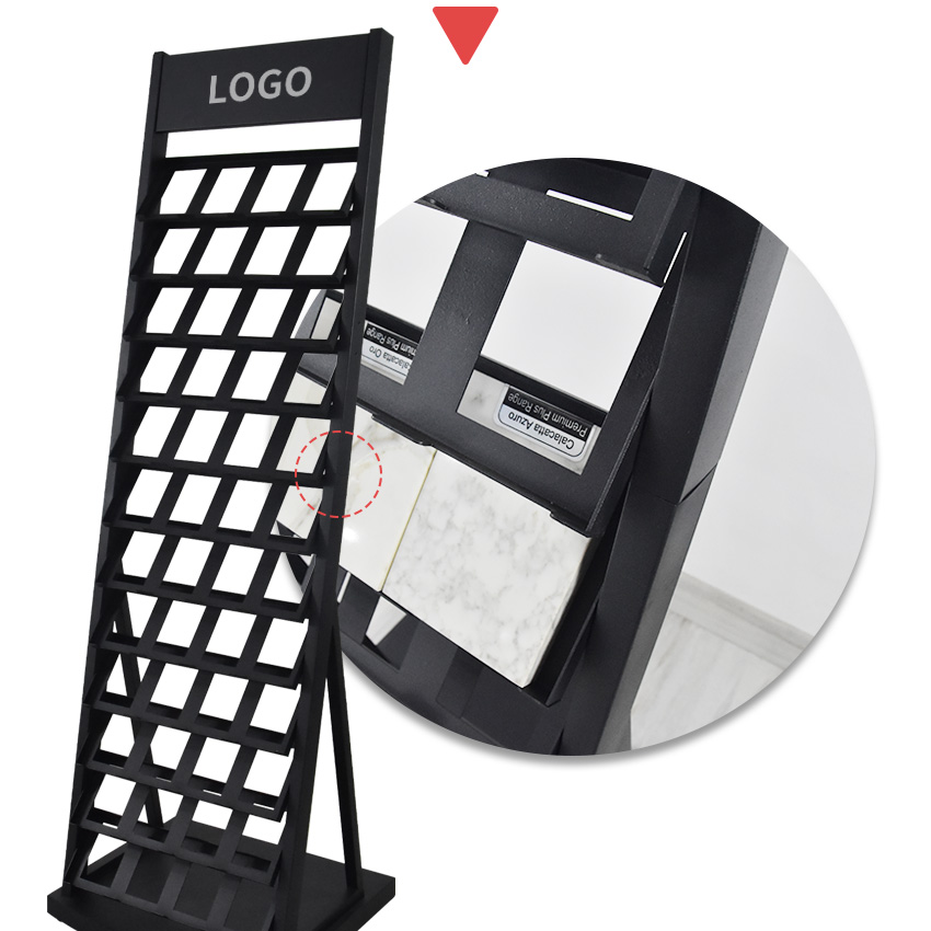 Hot Sale Custom Tower tile Quartz stone display Floor Standing rack LD014-1