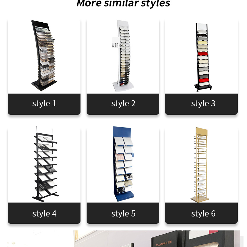 Granite Quartz Marble Tile Sample Floor Standing Showroom Custom Metal Stone Display Rack